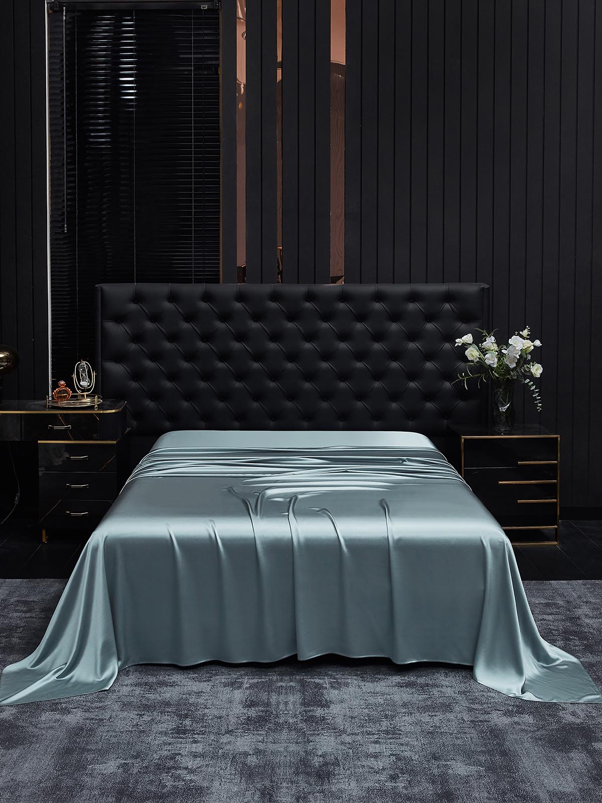 [Bleu Grisâtre] SilkSilky-FR 19Momme Pure Soie Sheet 002