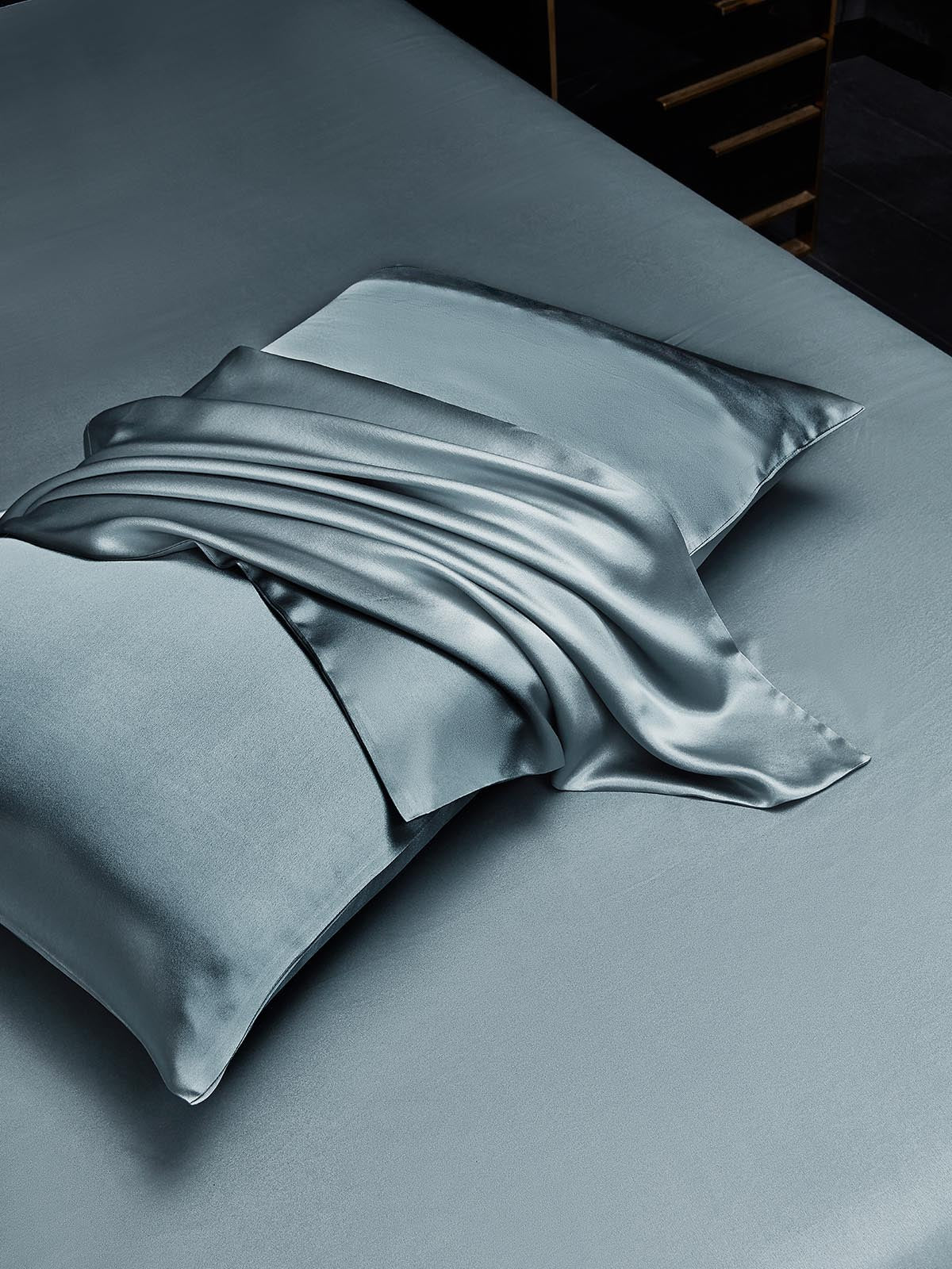 [Bleu Grisâtre] SilkSilky-FR 22Momme Pure Soie Pillowcase 003