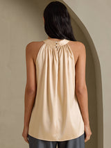 [Champagne] SilkSilky-FR Sleeveless Halter Femme T-Shirt 002