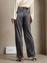 [Gris Foncé] SilkSilky-FR 19Momme Soie Womens Pants 006,