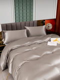 SilkSilky FR 25Momme Pure Soie Bedding Set Gris 004