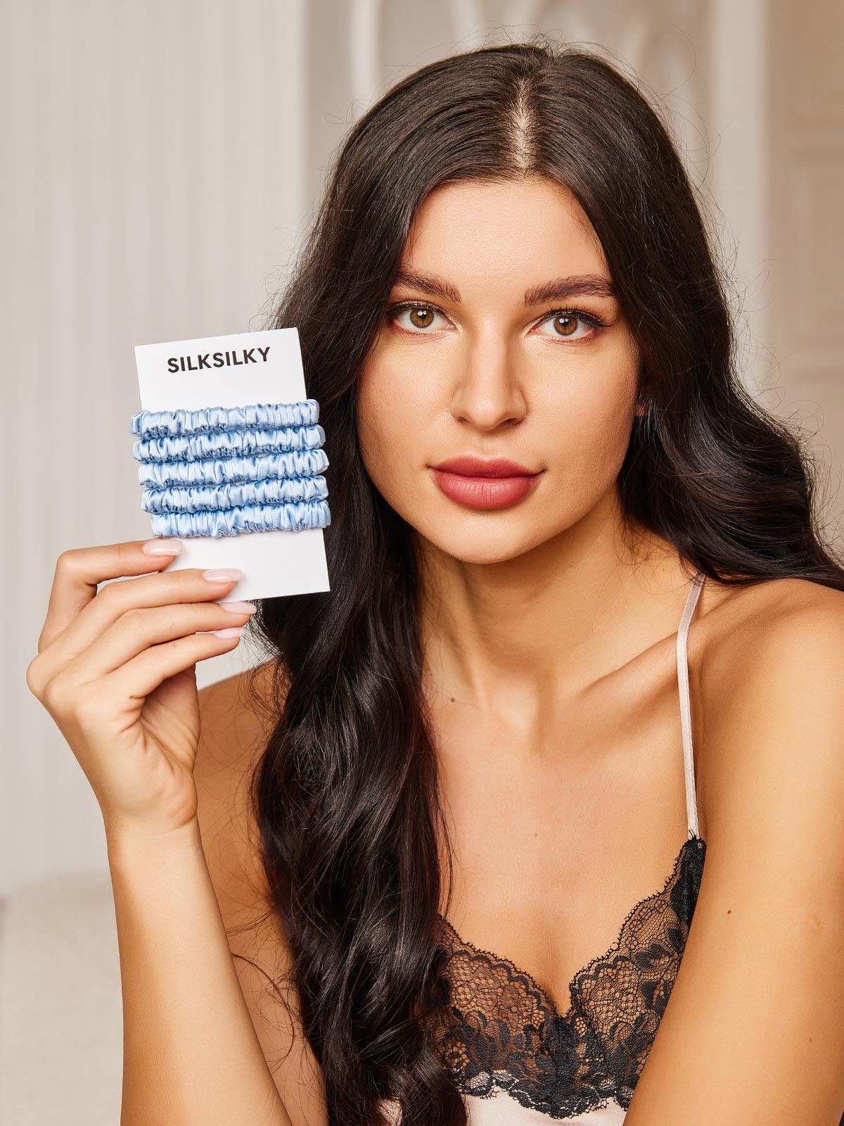 [Bleu Ciel] SilkSilky-FR 19Momme Pure Soie Scrunchie 001