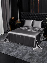 [Gris Foncé] SilkSilky-FR Parure de Lit Soie 001