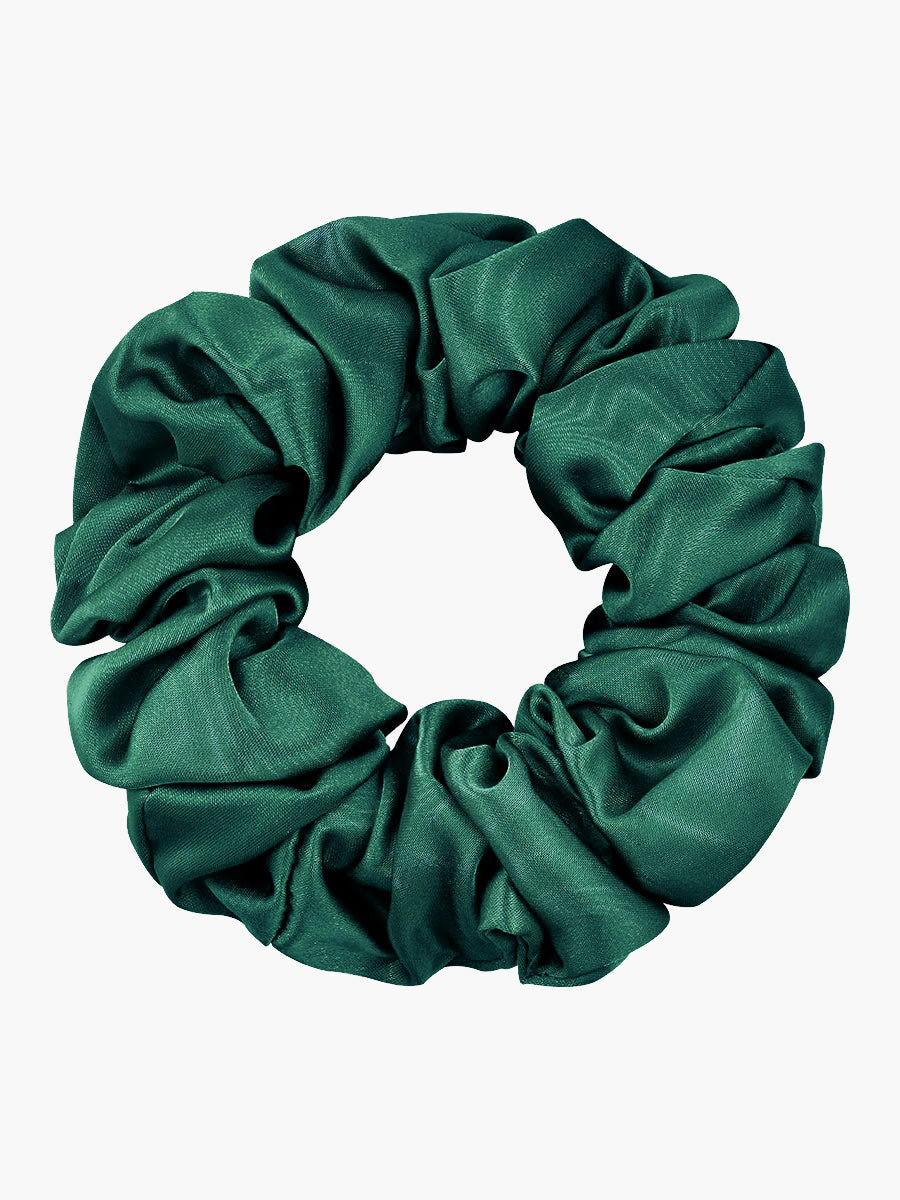 SilkSilky-FR 19Momme Pure Soie Scrunchie VertFoncé 004