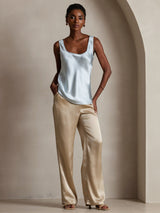 [Bleu Clair] SilkSilky-FR Sleeveless Top À Fines Brides 008