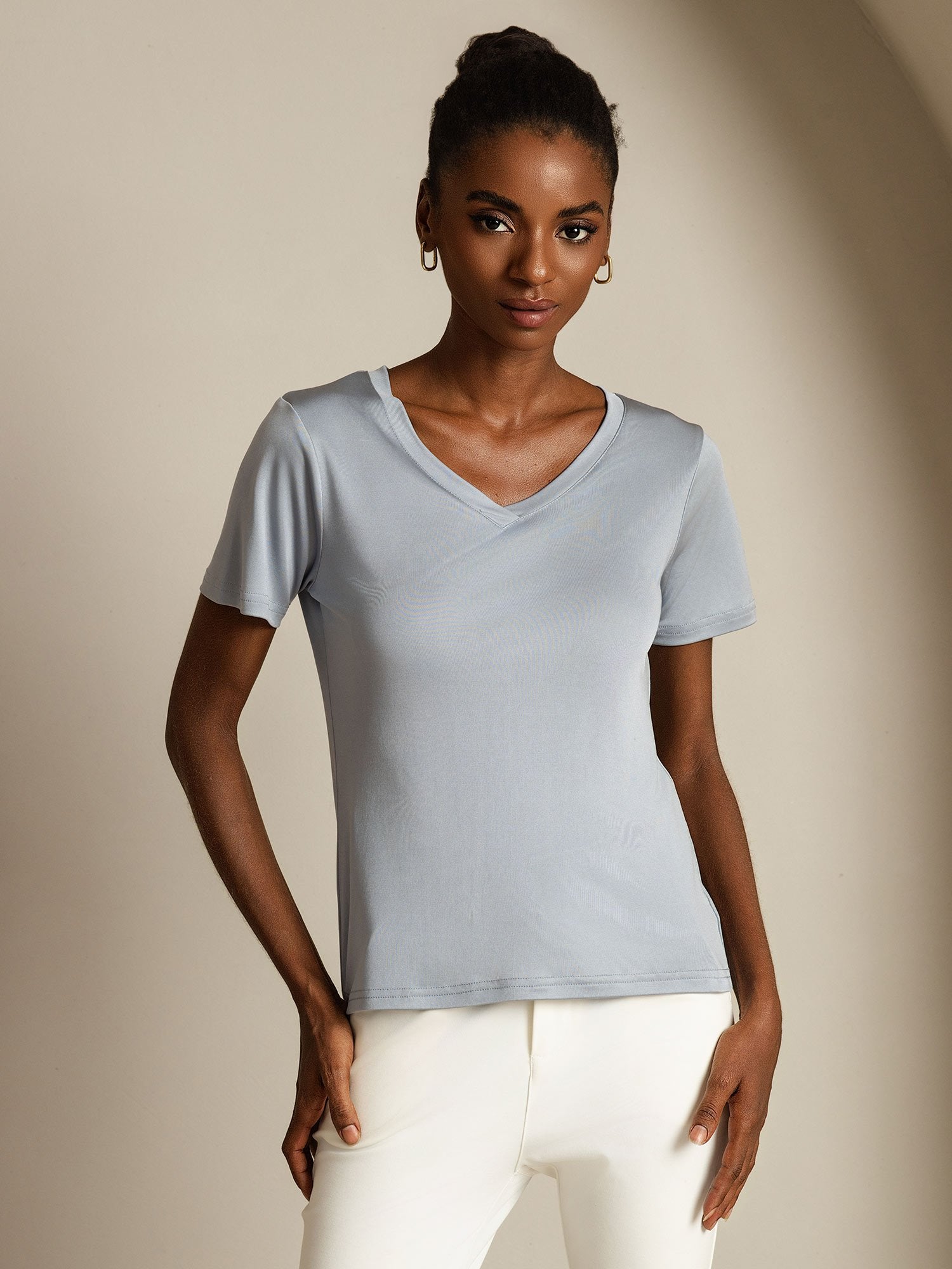 [GrisClair] SilkSilky-FR Soie Womens T-Shirt 003