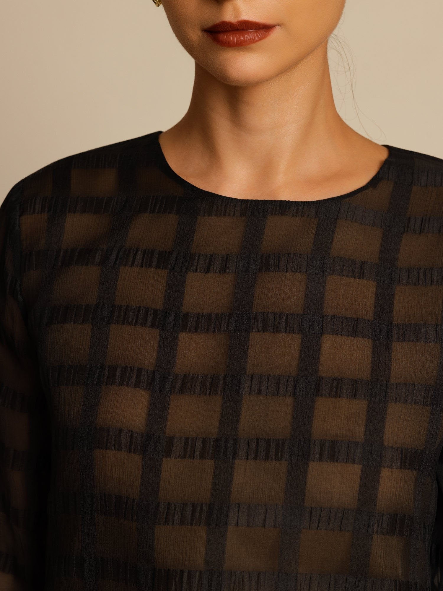 [Noir] SilkSilky-FR Soie Manches longues Col Rond Women''s Outfit Sets 004