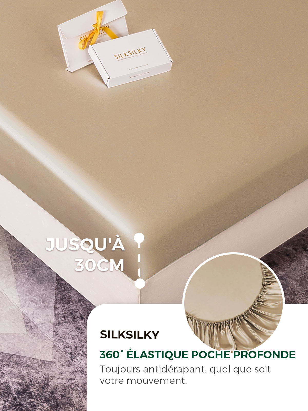 [Beige] SilkSilky-FR 22Momme Pure Soie Bedding Set 004