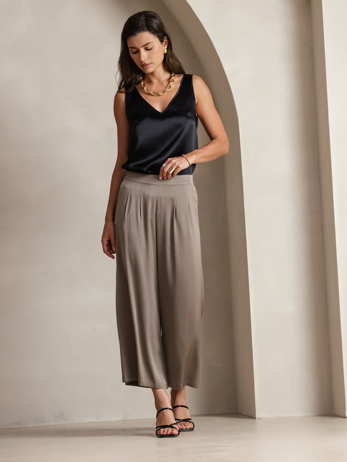 [Noir] SilkSilky-FR 19Momme Soie Camisoles 010