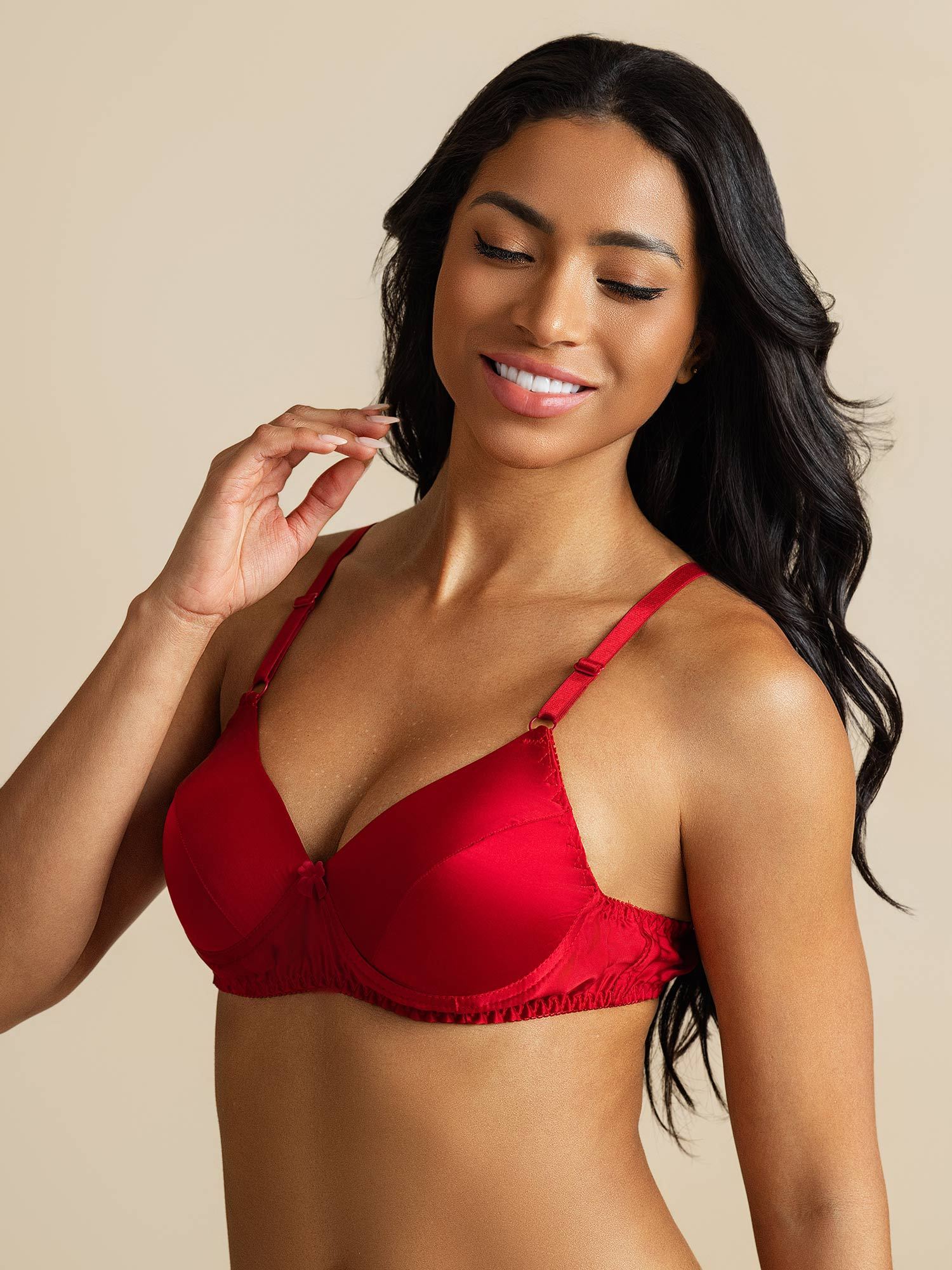 [Rouge] SilkSilky-FR Soie Bra 008,