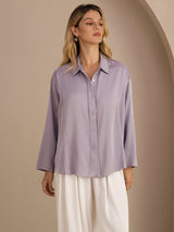 [Violette] SilkSilky-FR Long Sleeve Lapel Collar Blouse 003