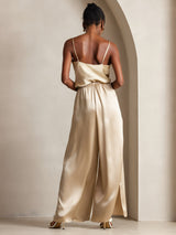 [Champagne] SilkSilky-FR Spaghetti Strap V Neck Top À Fines Brides 004