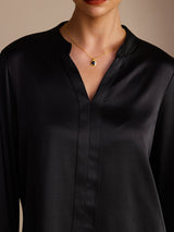 [Noir] SilkSilky-FR Long Sleeve Blouse 004