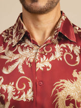 [Dragon Bordeaux] SilkSilky-FR Long Sleeve Lapel Collar Homme Chemise 005