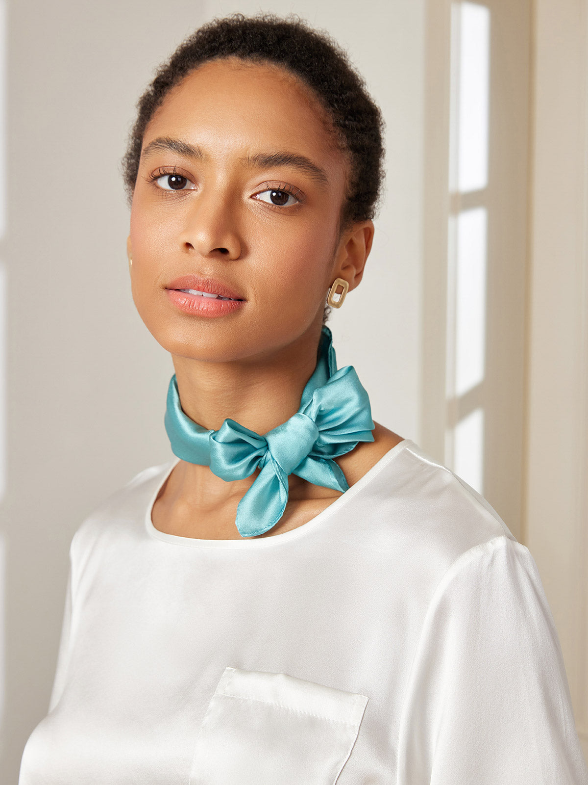 [Bleu Royal] SilkSilky-FR Pure Soie Scarf 005