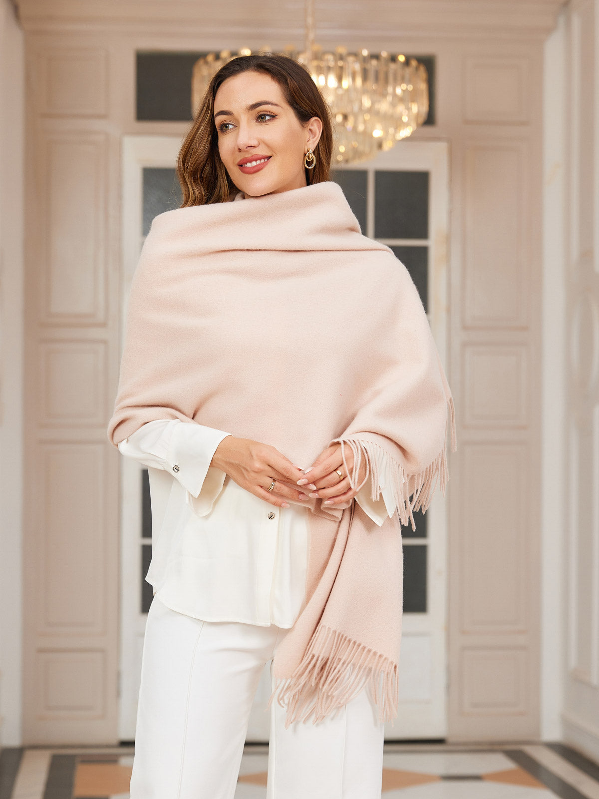 [Beige] SilkSilky-FR Laine Scarf 003