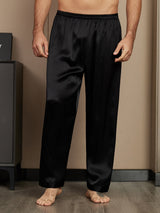 [Noir] SilkSilky-FR Pure Soie Mens Sleep Bottoms 003