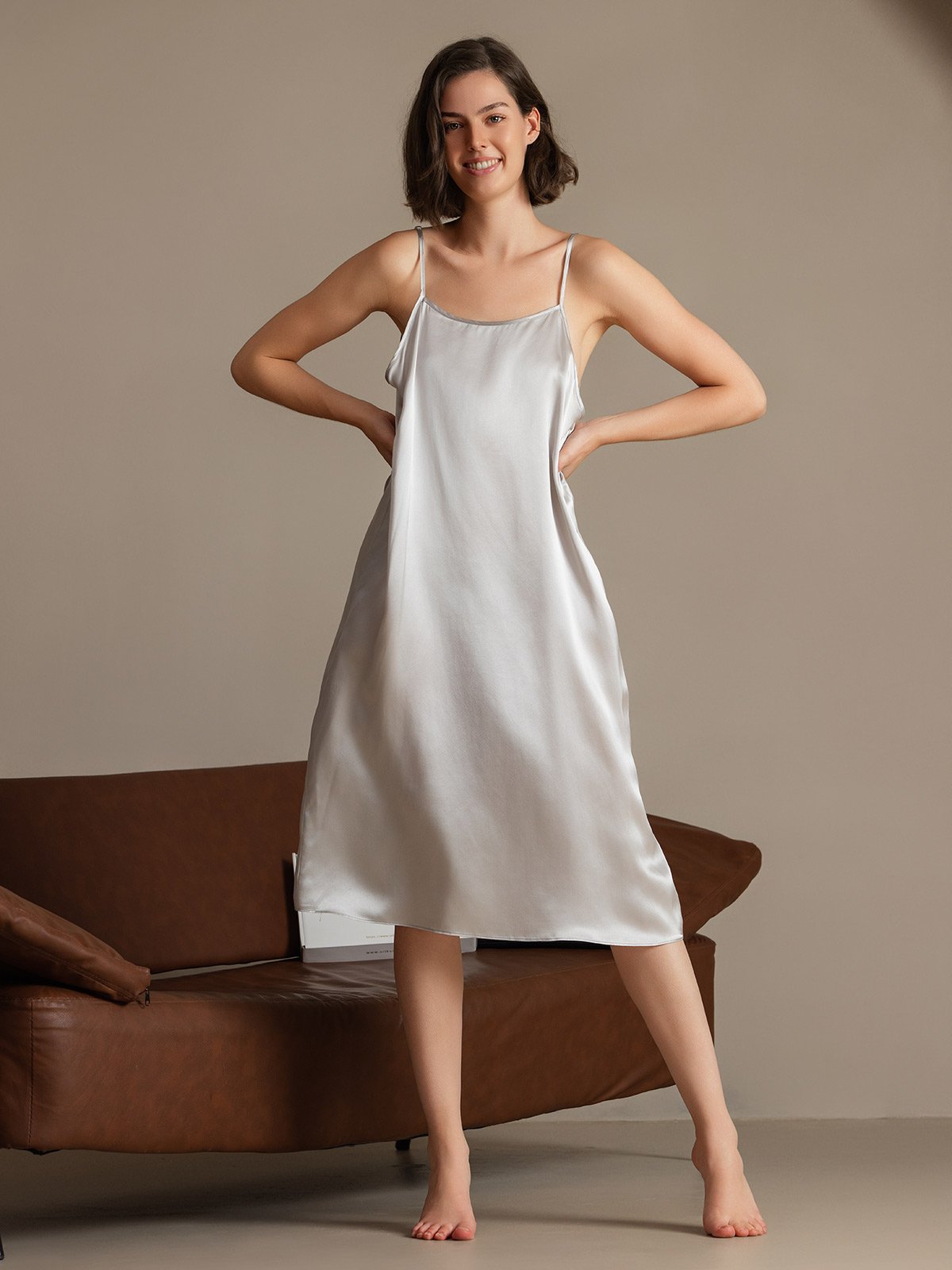 [Gris Clair] SilkSilky-FR 19Momme Soie Dress 001