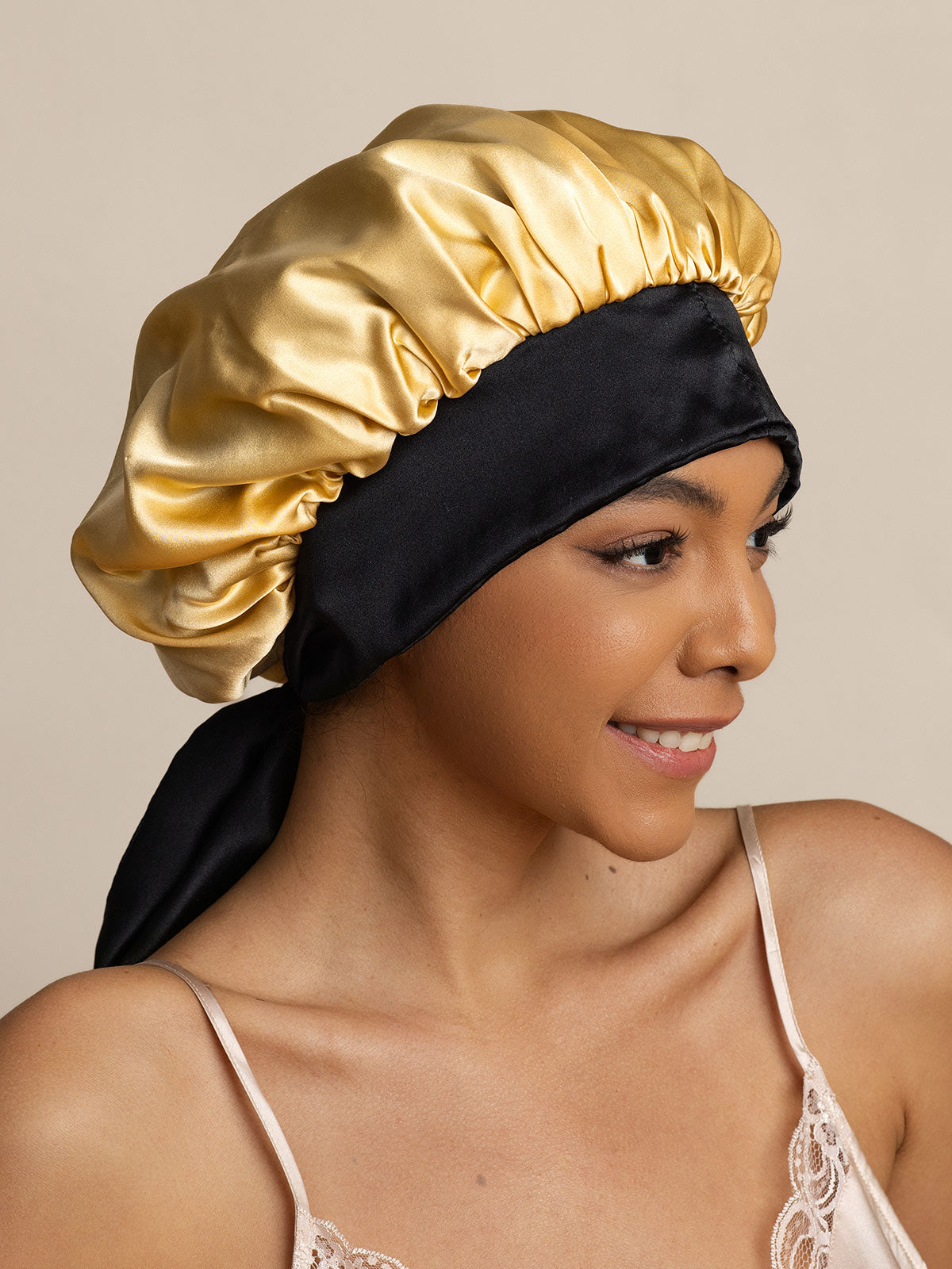 SilkSilky-FR Pure Soie Sleep Cap Champagne 002