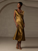 [Brun] SilkSilky-FR Cap Sleeve Robes 006