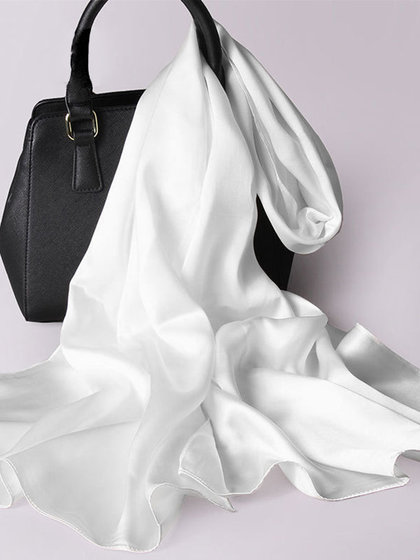 SilkSilky-FR Pure Soie Scarf Blanc 002