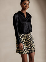 [Noir] SilkSilky-FR Long Sleeve Lapel Collar Femme Chemise 005