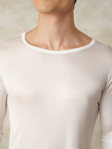 [Blanc] SilkSilky-FR Long Sleeve Round Neck Sous Vêtements Longs Homme 004