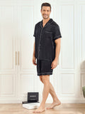 SilkSilky FR Pure Silk Short Sleeve Mens Pajamas Noir 004