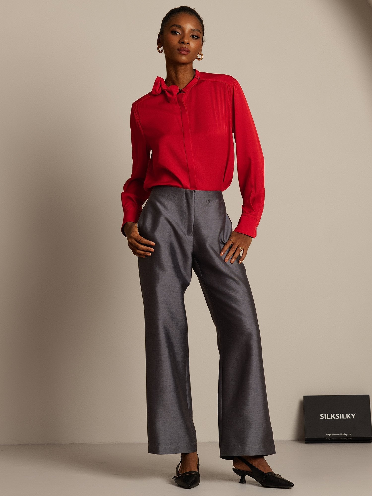 [Gris] SilkSilky-FR 32Momme Soie Womens Pants 005,