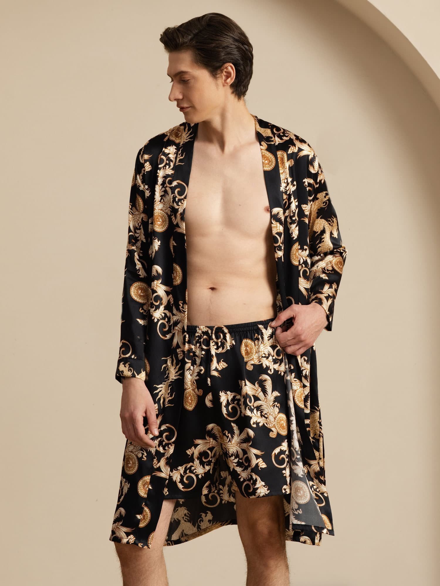 [Dragon Noir] SilkSilky-FR Long Sleeve Homme Pyjamas 002