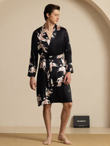 [Noir] SilkSilky-FR 19Momme Mens Robe 005