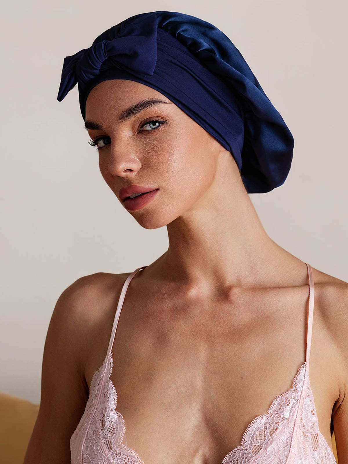 SilkSilky-FR Soie Sleep Cap BleuFoncé 005