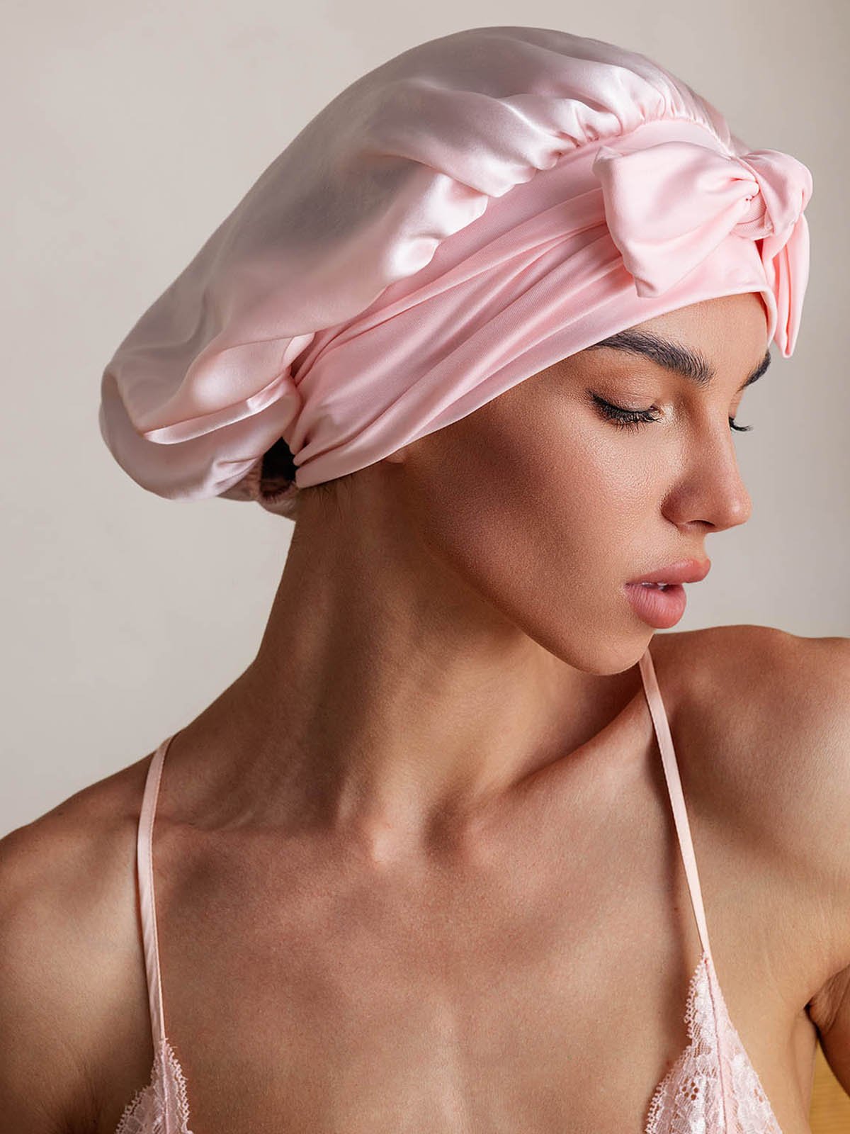 SilkSilky-FR Soie Sleep Cap RoseClair 006