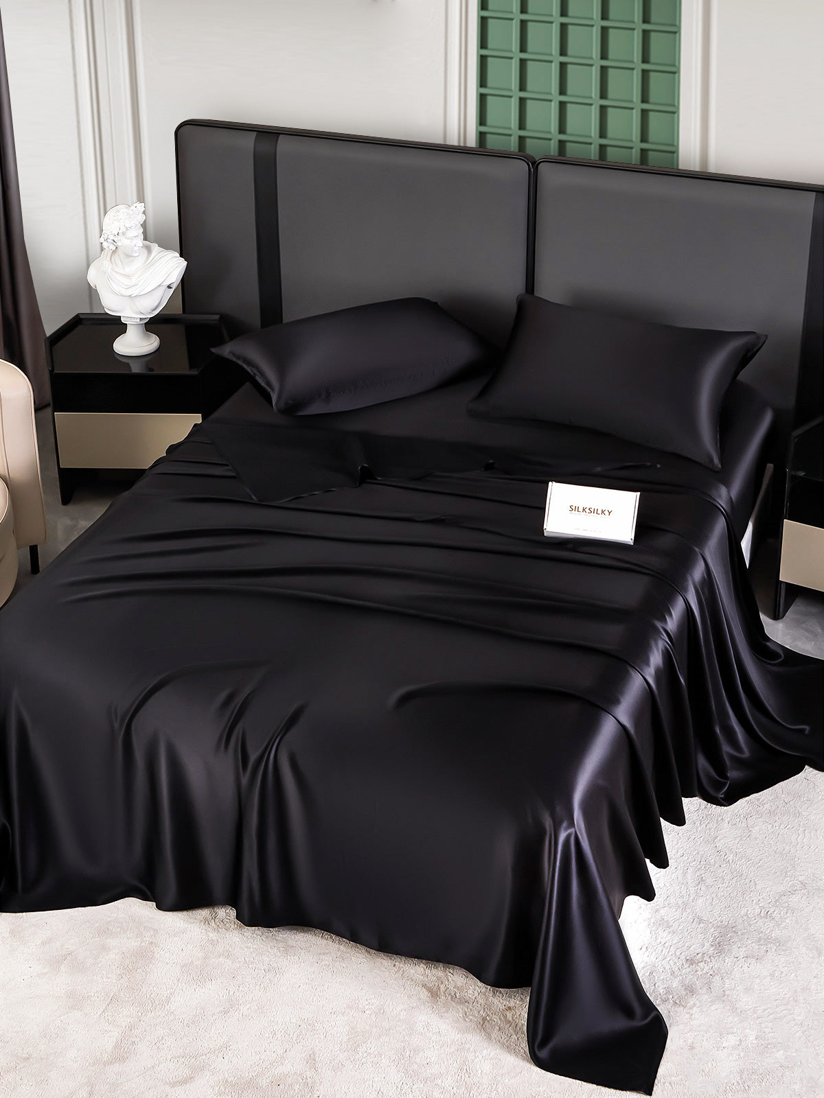 [Noir] SilkSilky-FR 25Momme Pure Soie Bedding Set 003