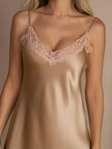 [Champagne] SilkSilky-FR Sleeveless V Neck Chemises de nuit 008
