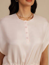 [Rose] SilkSilky-FR 18Momme Mancheron Col Henley Robes 004