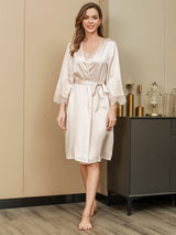 [Ivory] SilkSilky-FR Pure Soie Trois-quart Womens Robe 004