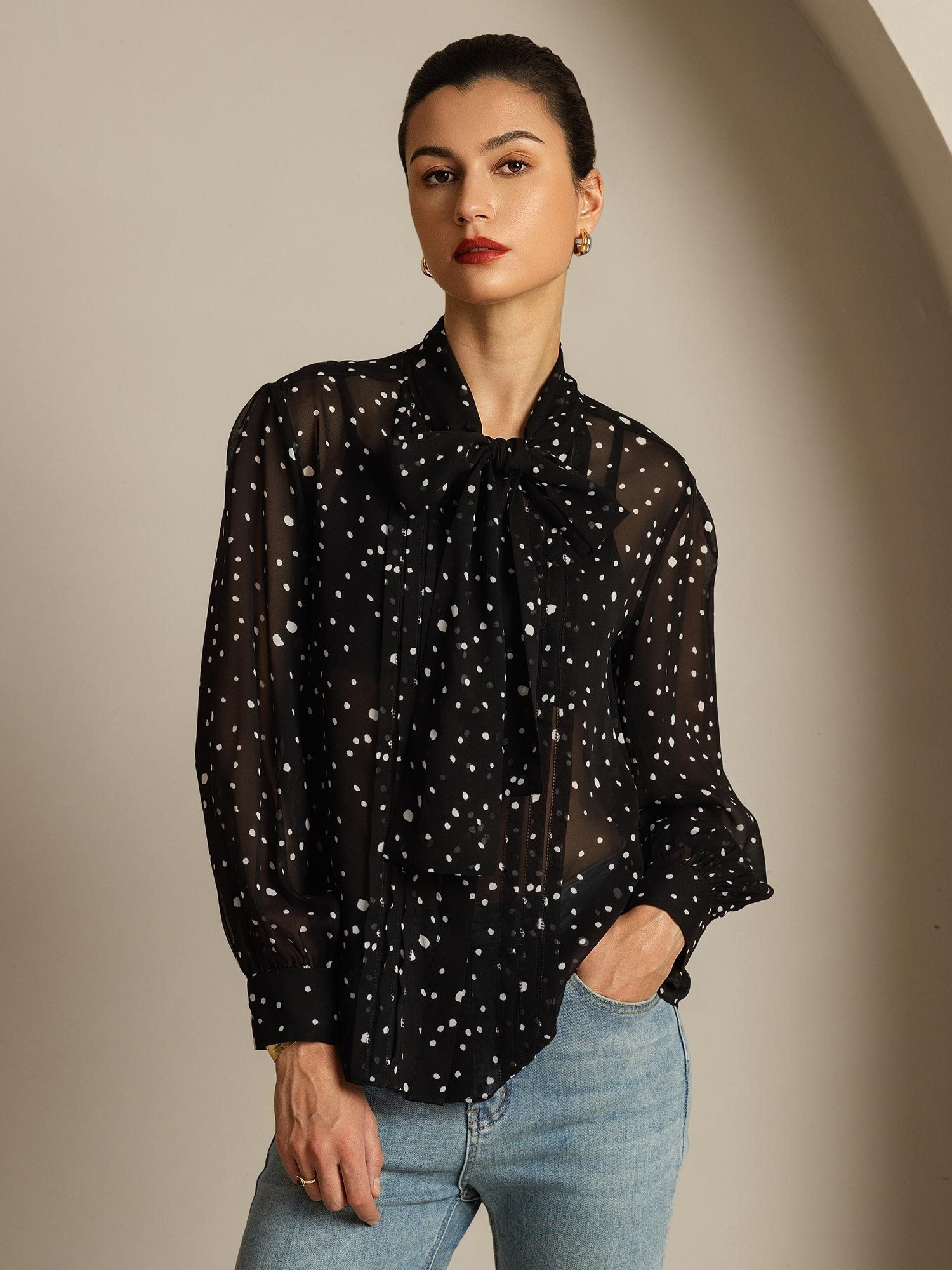 [Pois] SilkSilky-FR Soie Womens Shirt 006