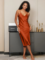 [Caramel] SilkSilky-FR Sleeveless V Neck Chemises de nuit 003
