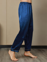 [Bleu Foncé] SilkSilky-FR Pure Soie Mens Sleep Bottoms 006,