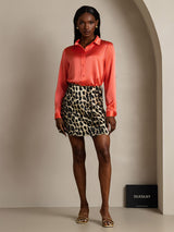 [Leopard] SilkSilky-FR Pure Soie Skirt 006,