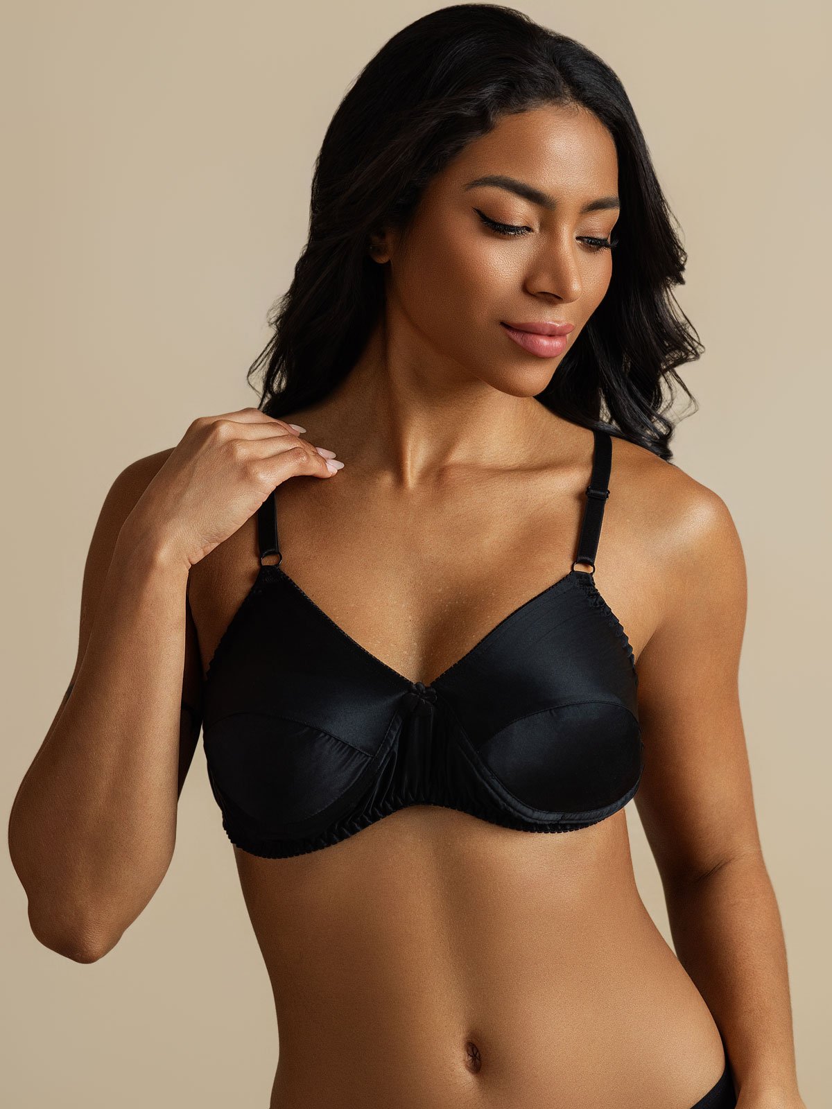 [Noir] SilkSilky-FR Soie Bra 007,