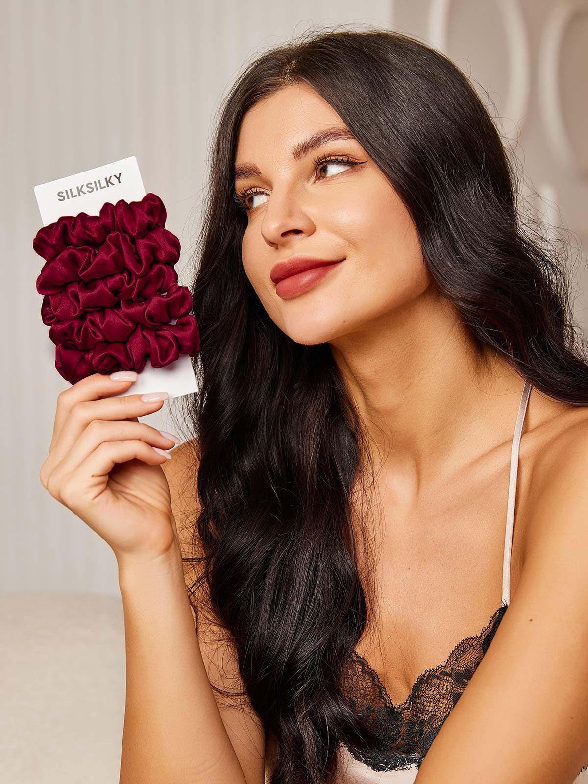 [Fuchsia] SilkSilky-FR 19Momme Scrunchie 001