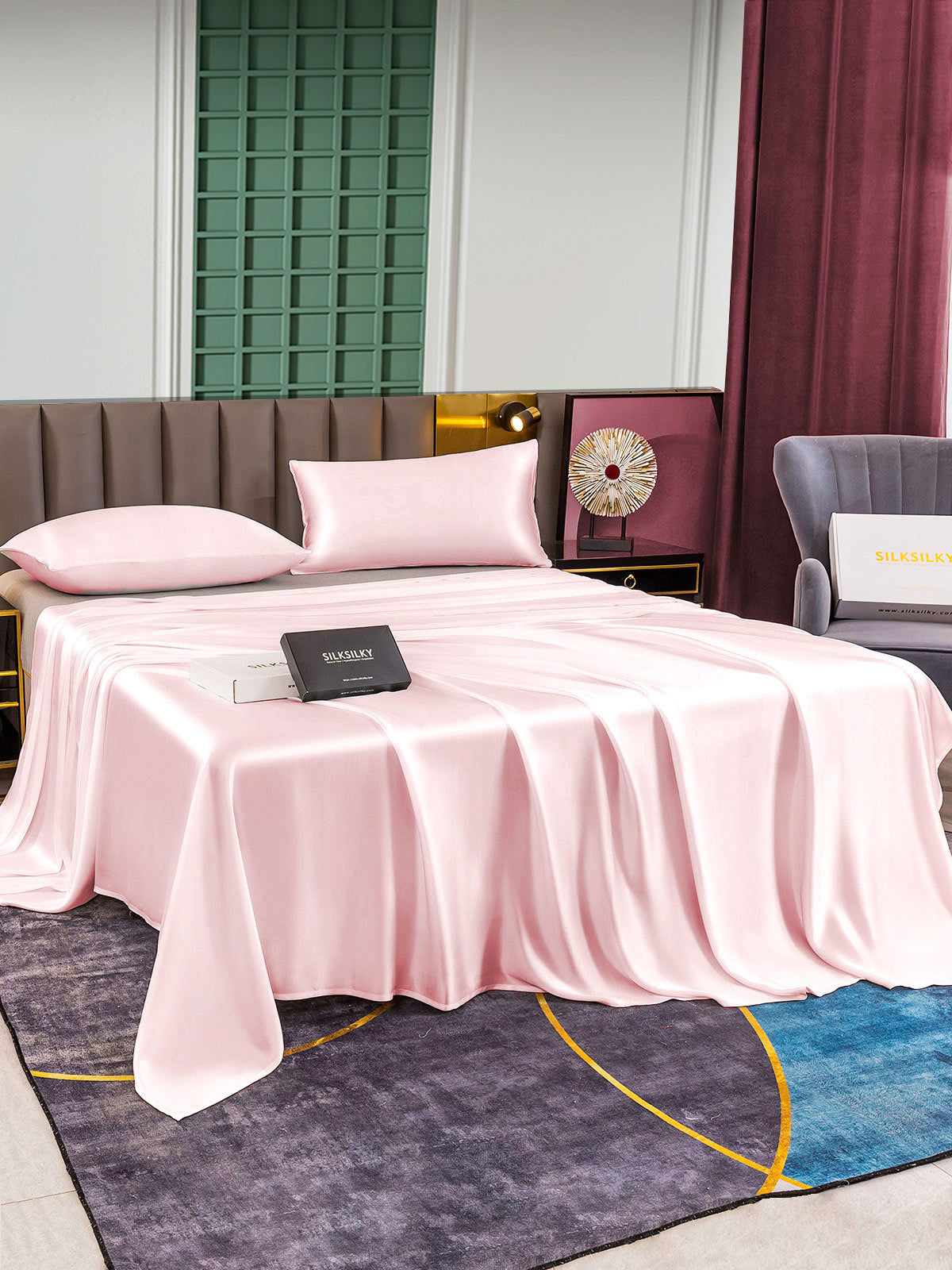 [Rose] SilkSilky-FR 25Momme Pure Soie Bedding Set 003
