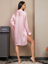 [Rose] SilkSilky-FR Long Sleeve Notch Collar Chemise pour dormir 002