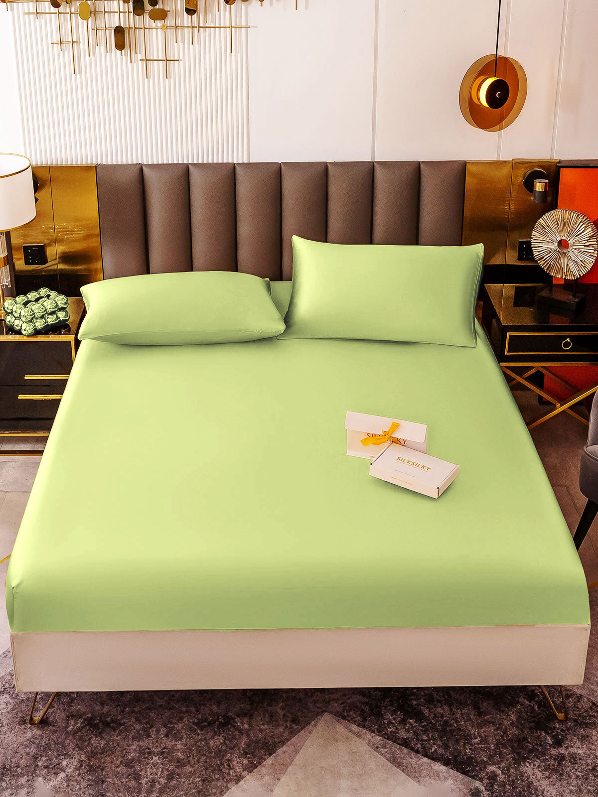 [Vert Menthe] SilkSilky-FR 19Momme Pure Soie Bedding Set 002