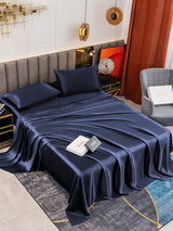 [Bleu Foncé] SilkSilky-FR 19Momme Parure de Lit Soie 001