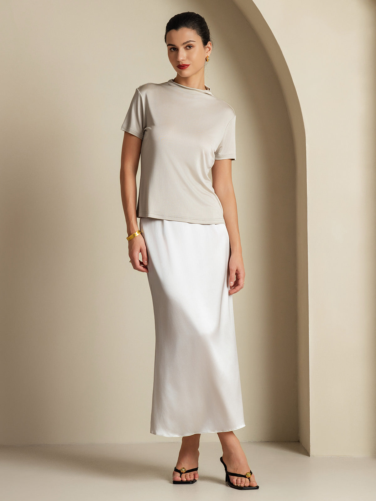 [Gris Clair] SilkSilky-FR 19Momme Soie Skirt 007