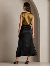 [Brun] SilkSilky-FR Sleeveless Round Neck Top À Fines Brides 002
