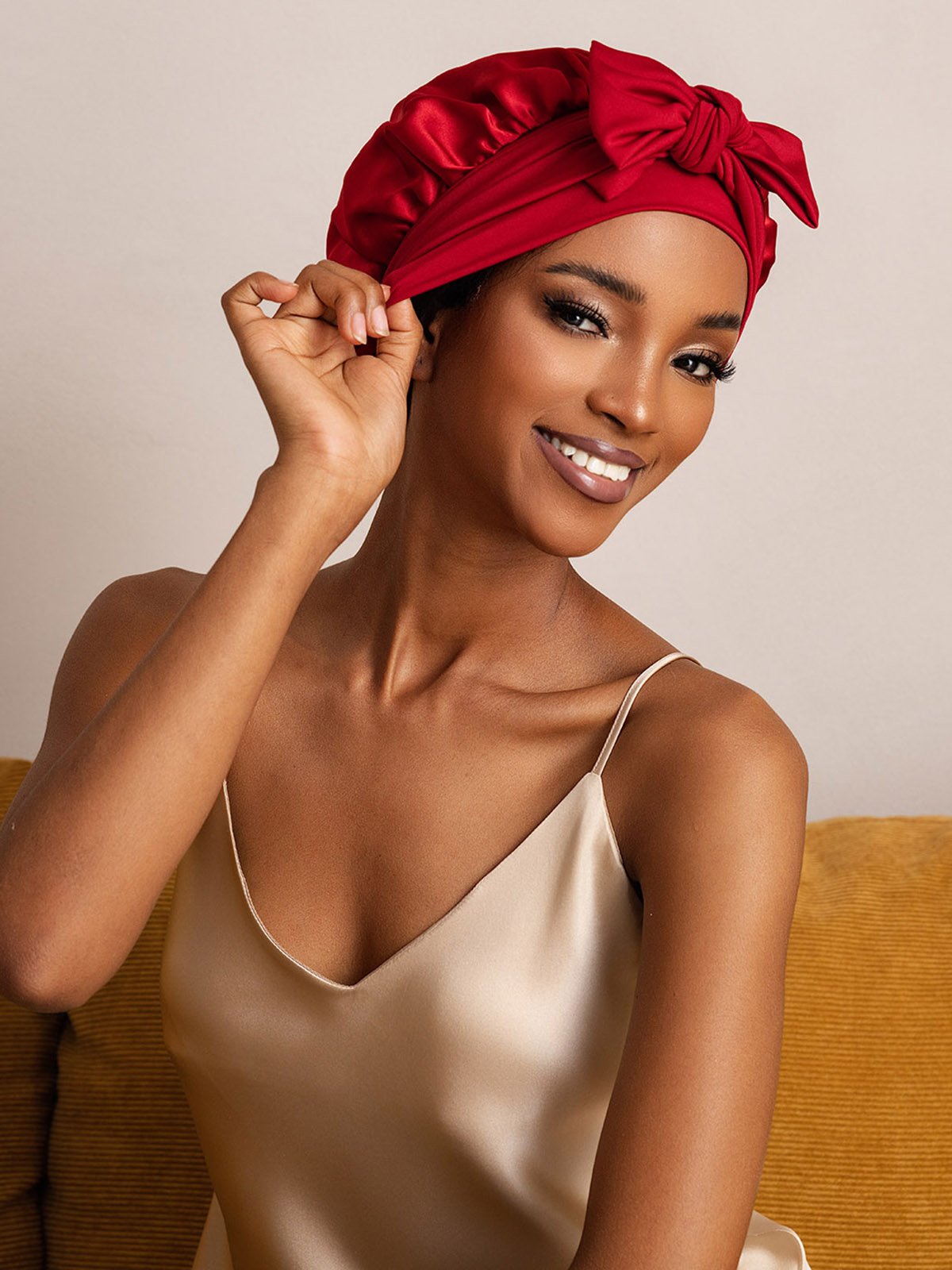 SilkSilky-FR Soie Sleep Cap RougeVineux 006